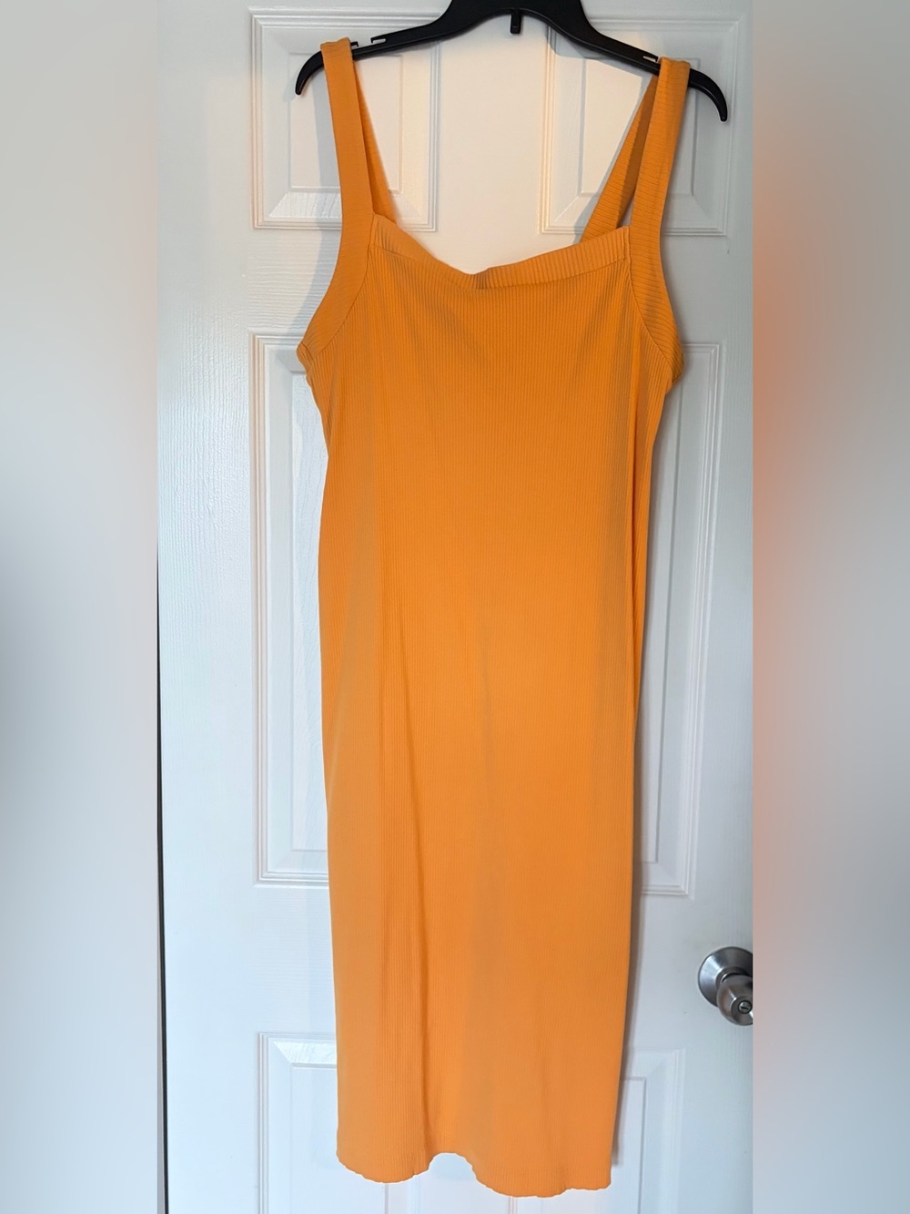H&M Ribbed Orange Midi Dress